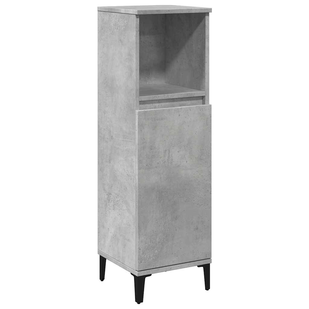 Set Mobilier De Baie, 3 Piese, Gri Beton, Lemn Compozit