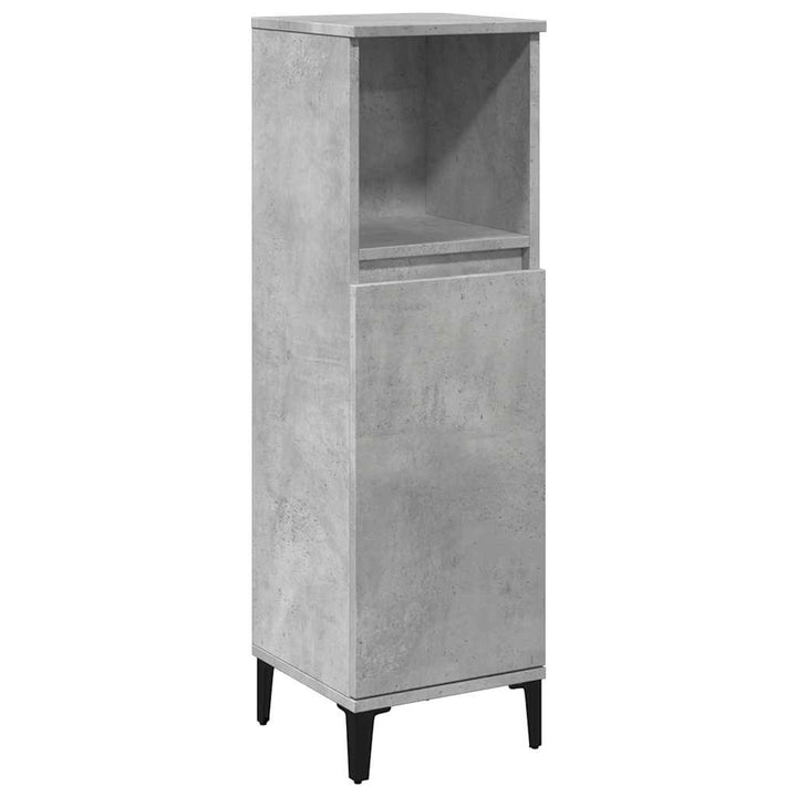 Set Mobilier De Baie, 3 Piese, Gri Beton, Lemn Compozit