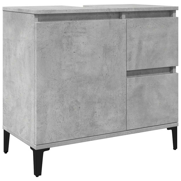 Set Mobilier De Baie, 3 Piese, Gri Beton, Lemn Compozit
