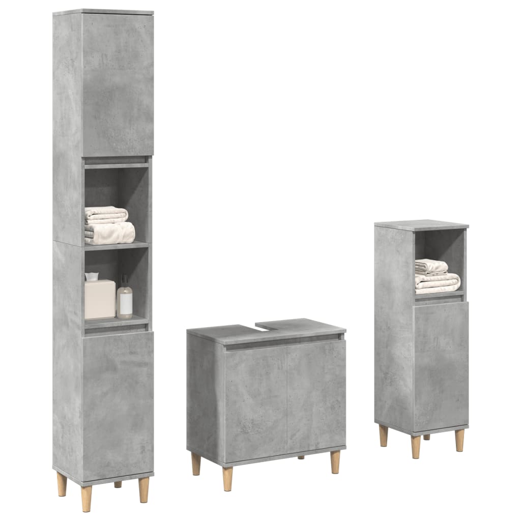 Set Mobilier De Baie, 3 Piese, , Lemn Compozit