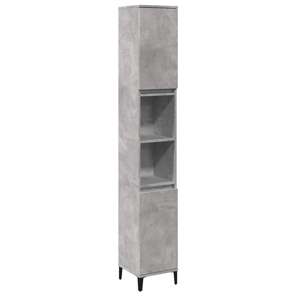Set Mobilier De Baie, 3 Piese, Gri Beton, Lemn Compozit