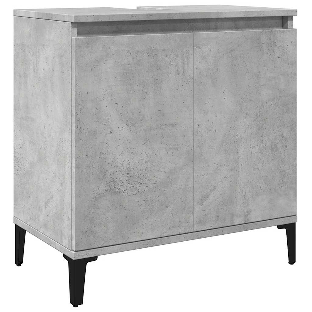 Set Mobilier De Baie, 3 Piese, Gri Beton, Lemn Compozit