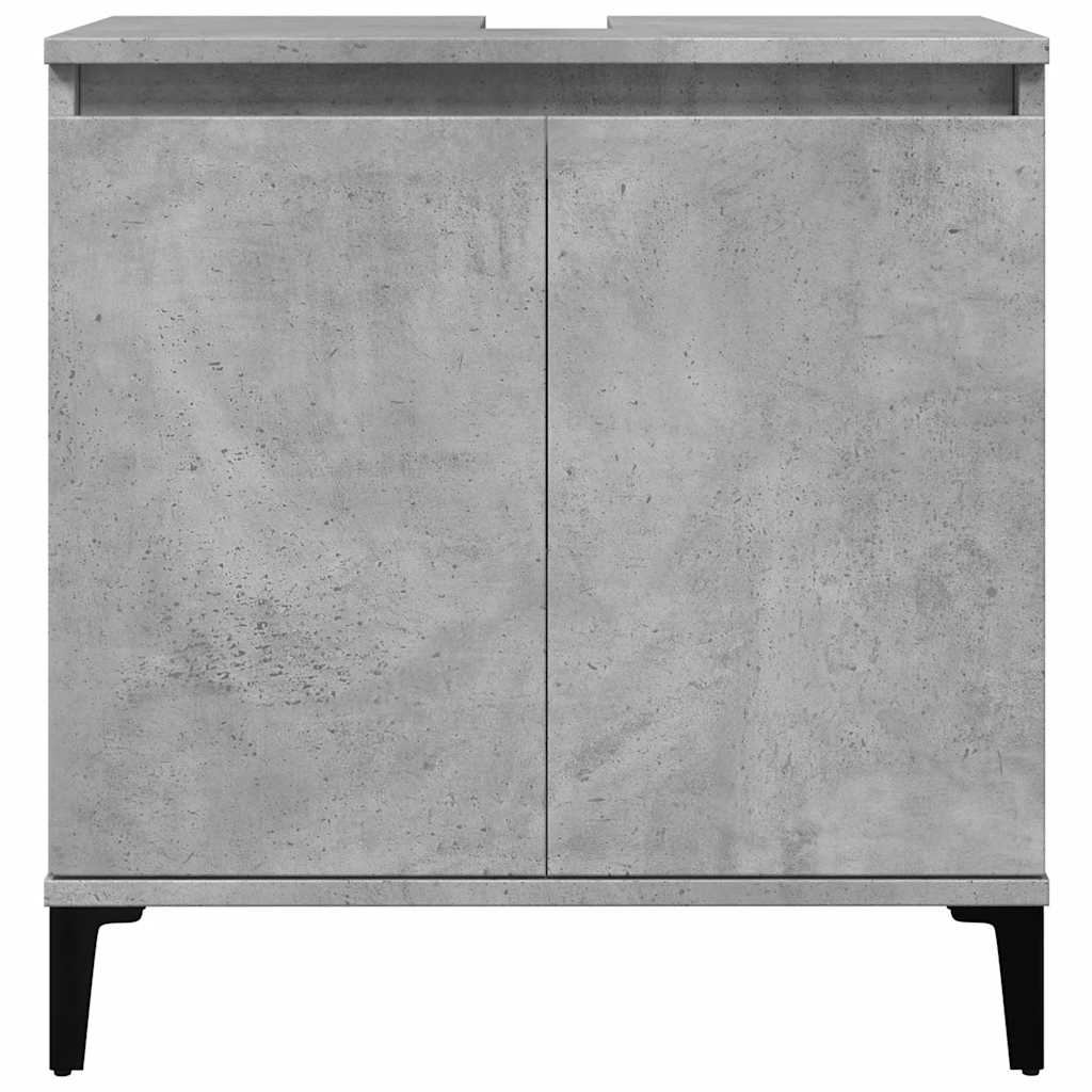 Set Mobilier De Baie, 3 Piese, Gri Beton, Lemn Compozit