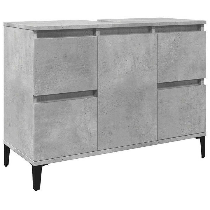 Set Mobilier De Baie, 3 Piese, Gri Beton, Lemn Compozit