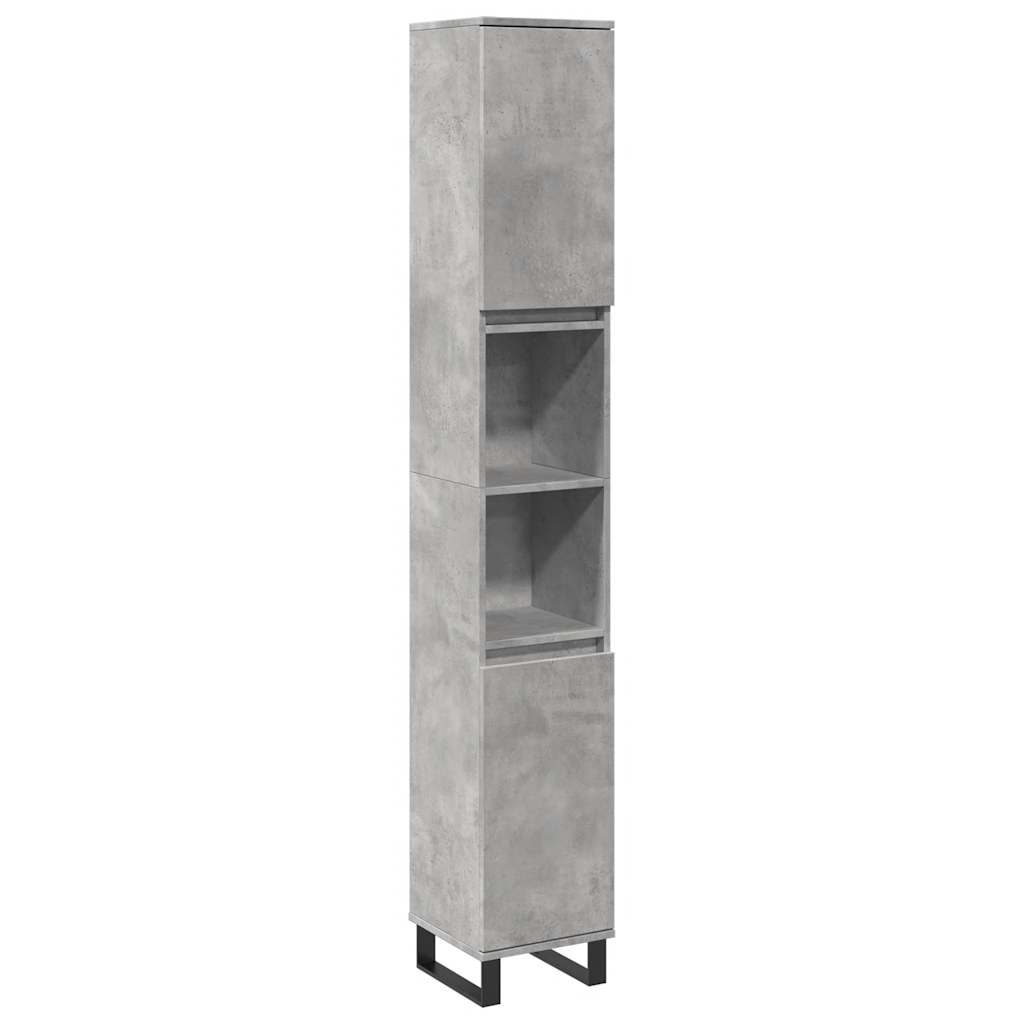 Set Mobilier De Baie, 3 Piese, Gri Beton, Lemn Compozit