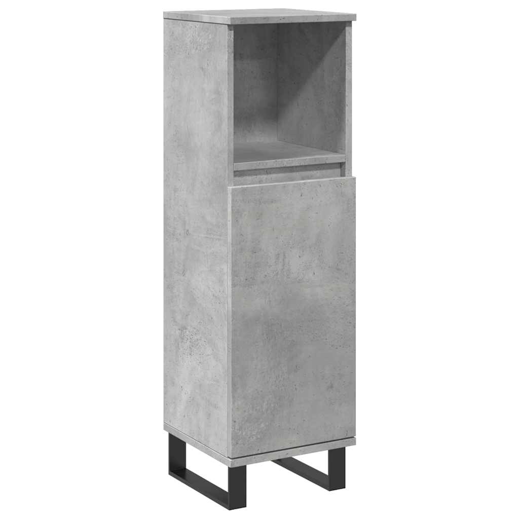 Set Mobilier De Baie, 3 Piese, Gri Beton, Lemn Compozit
