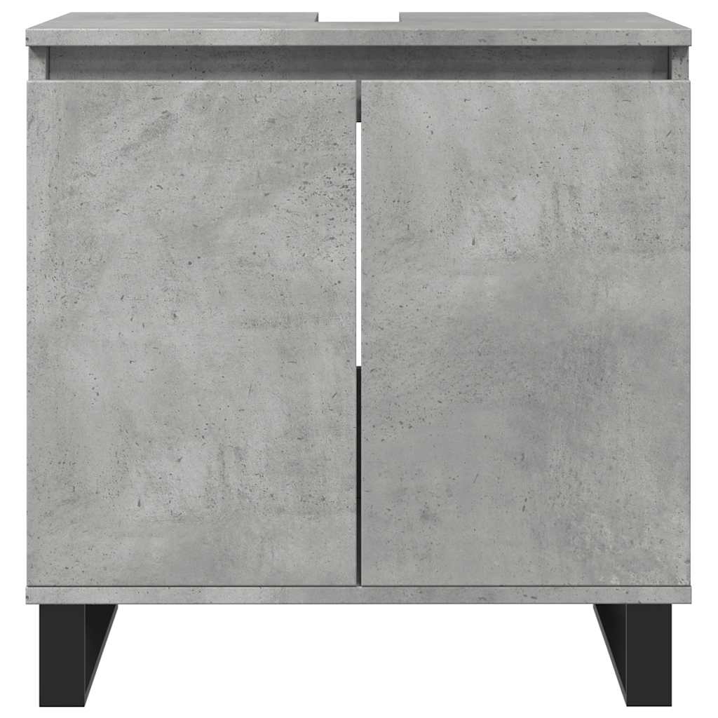 Set Mobilier De Baie, 3 Piese, Gri Beton, Lemn Compozit