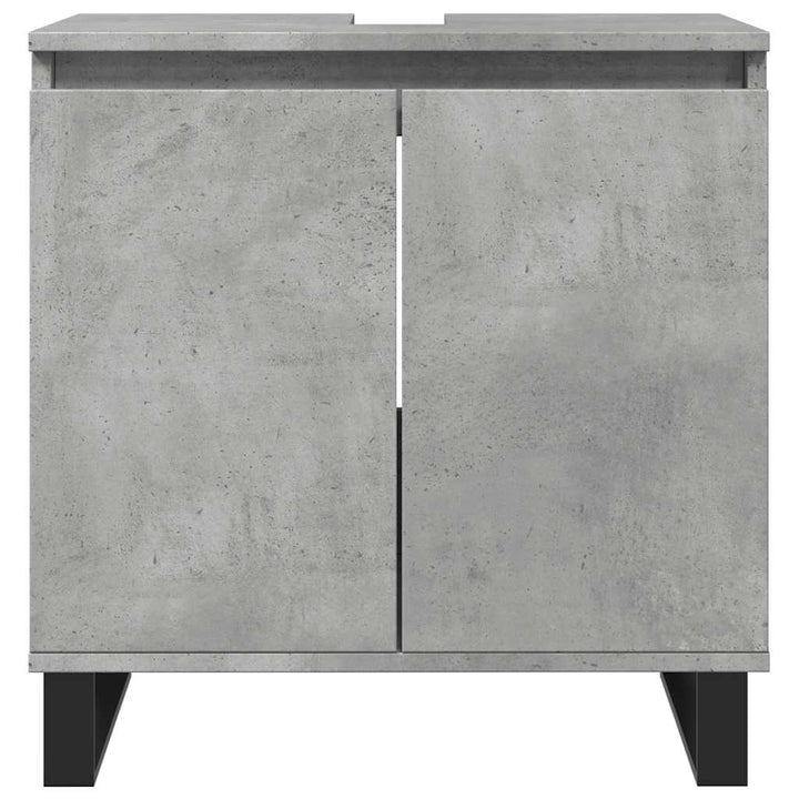 Set Mobilier De Baie, 3 Piese, Gri Beton, Lemn Compozit