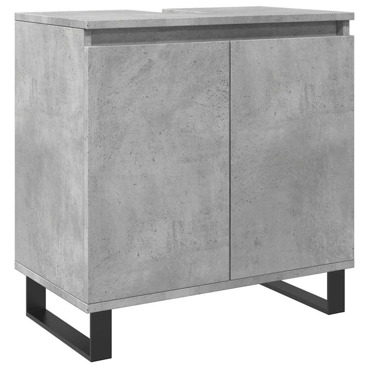 Set Mobilier De Baie, 3 Piese, Gri Beton, Lemn Compozit