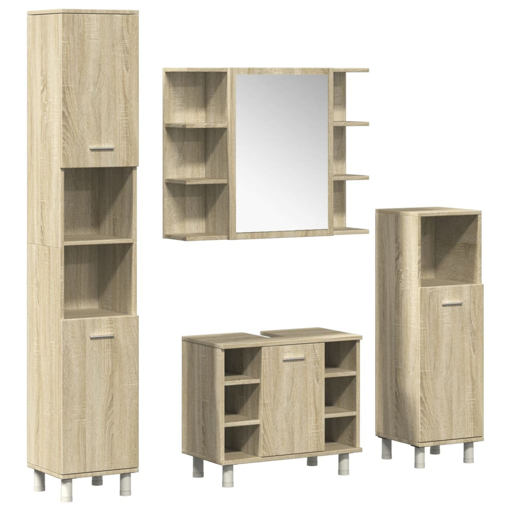 Set Mobilier De Baie, 4 Piese, , Lemn Prelucrat