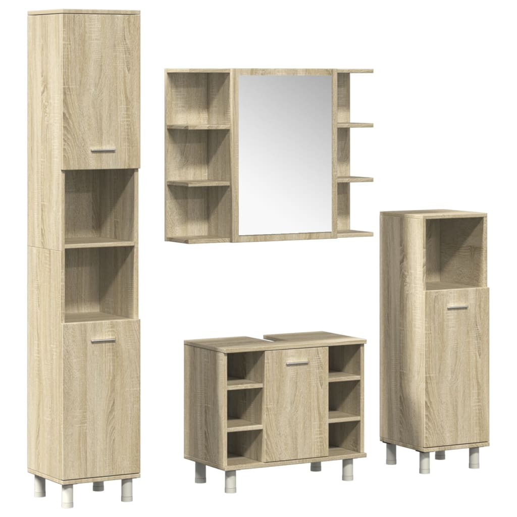 Set Mobilier De Baie, 4 Piese, , Lemn Prelucrat
