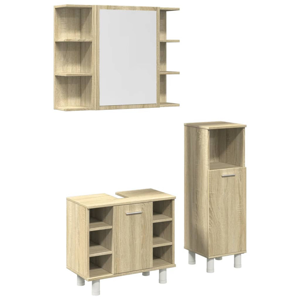 Set Mobilier De Baie, 3 Piese, , Lemn Prelucrat