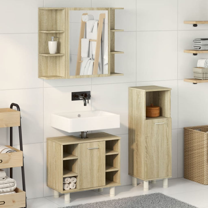 Set Mobilier De Baie, 3 Piese, , Lemn Prelucrat