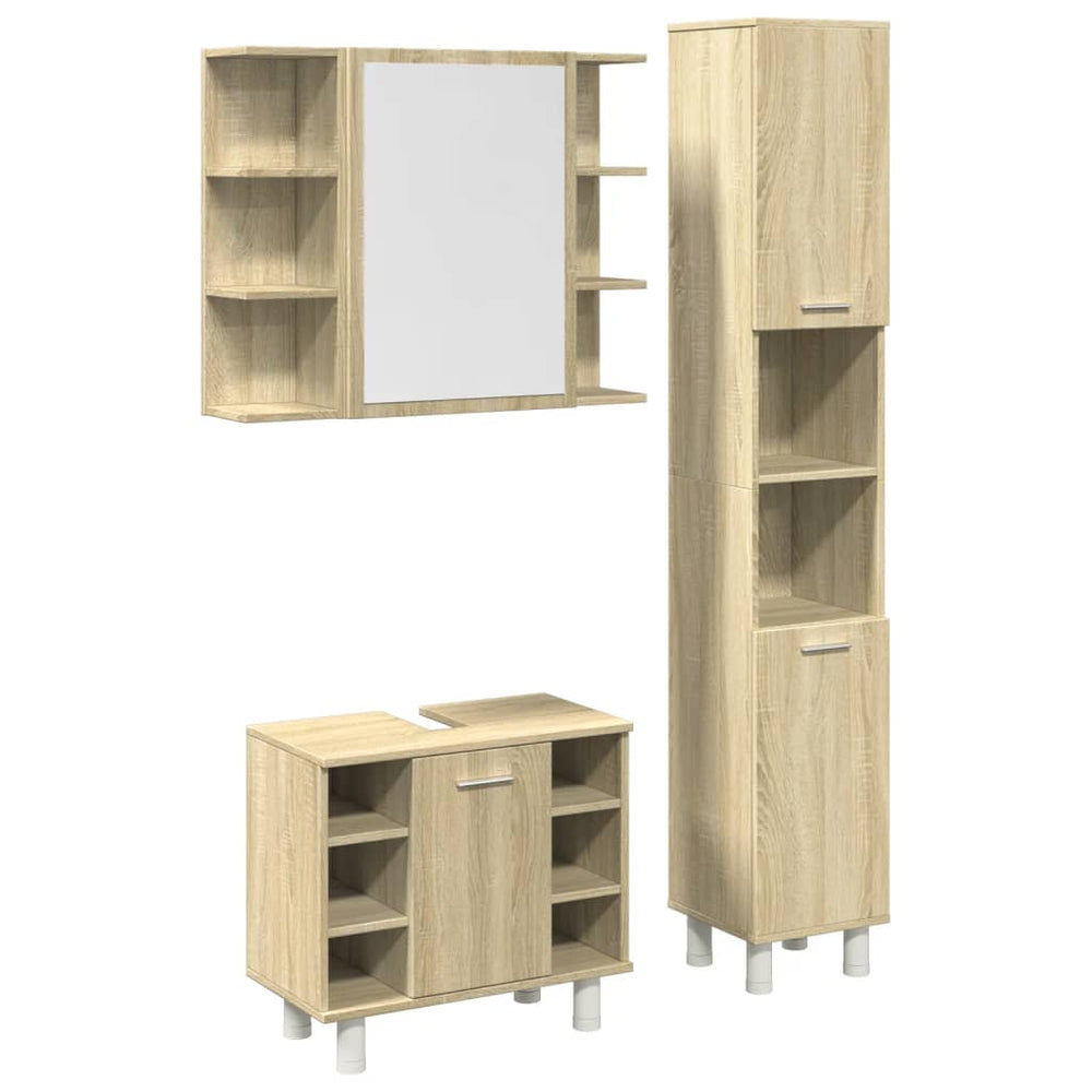Set Mobilier De Baie, 3 Piese, , Lemn Prelucrat