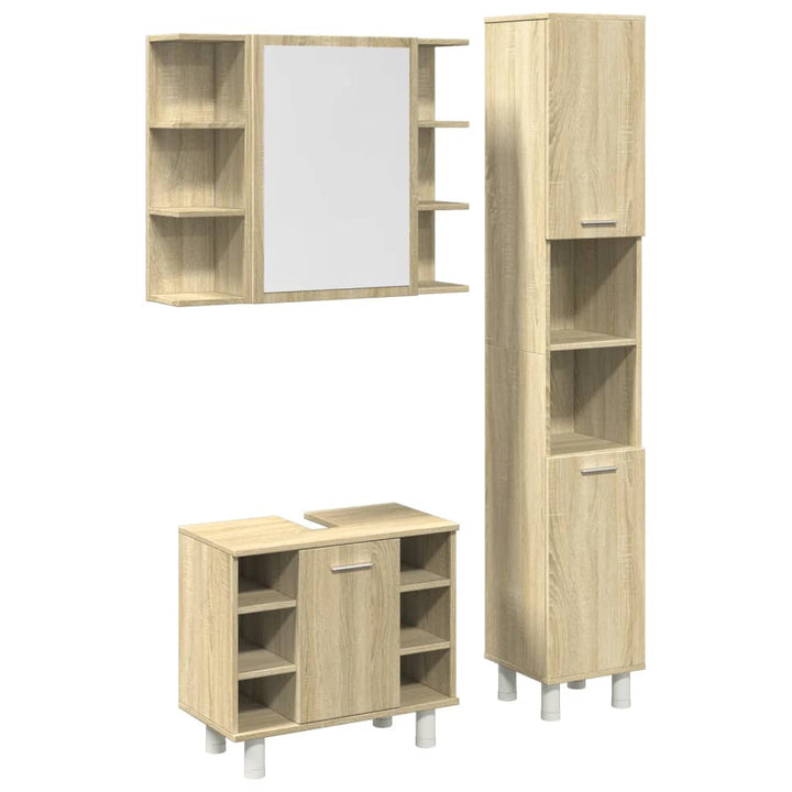 Set Mobilier De Baie, 3 Piese, , Lemn Prelucrat