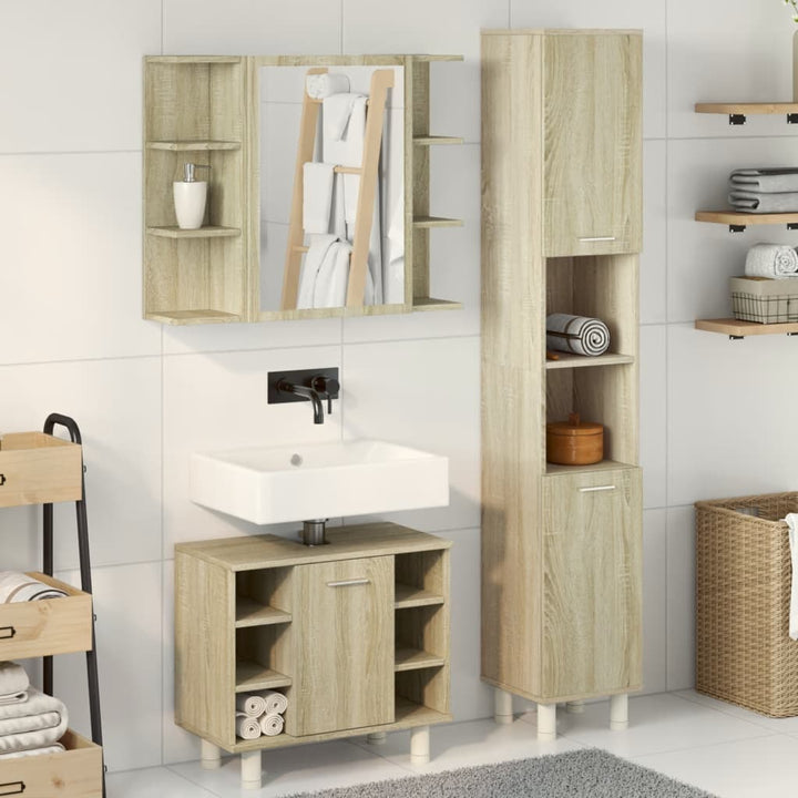 Set Mobilier De Baie, 3 Piese, , Lemn Prelucrat