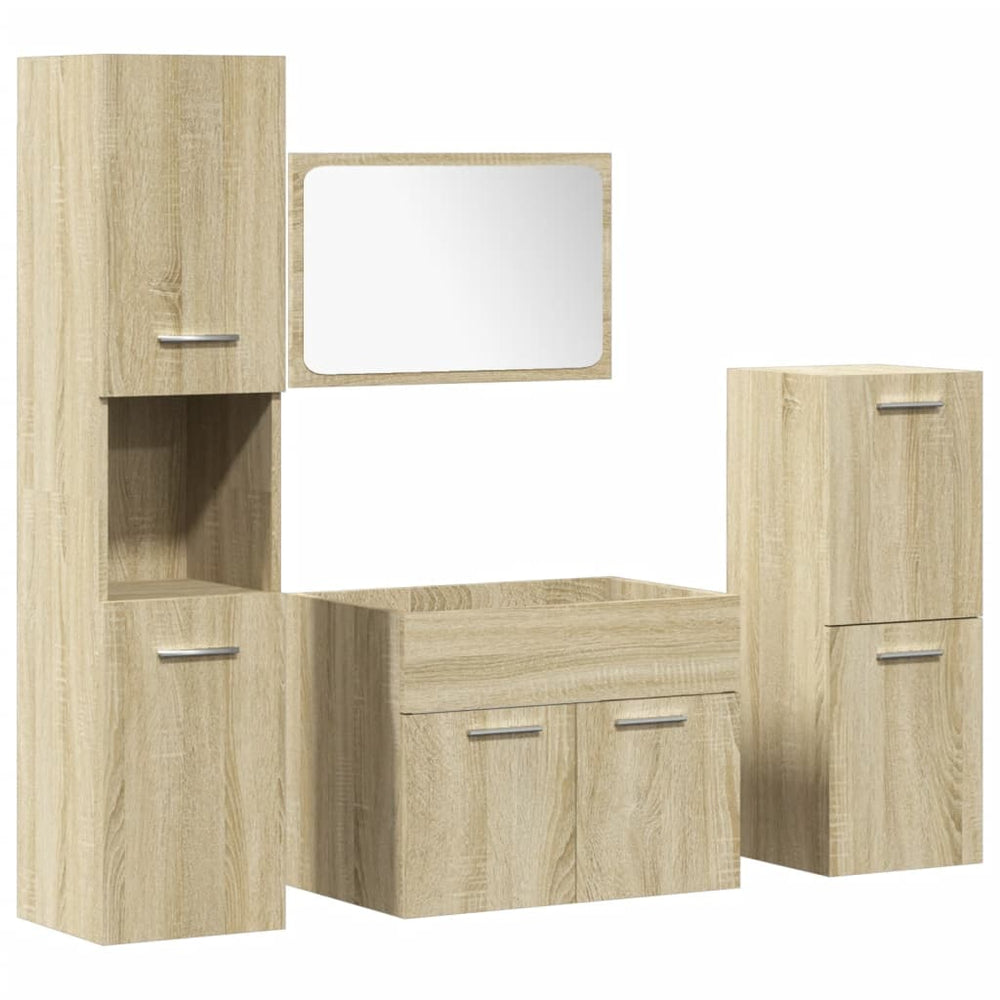Set Mobilier De Baie, 4 Piese, , Lemn Prelucrat