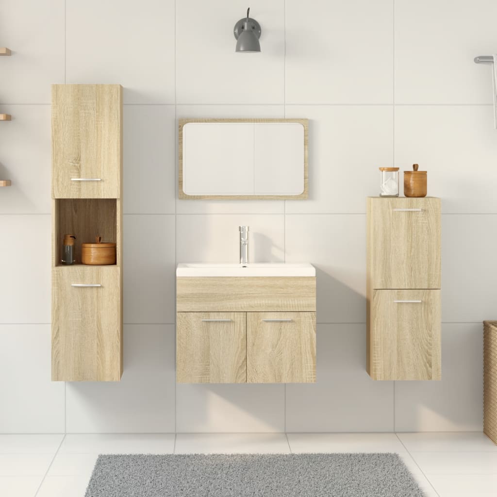 Set Mobilier De Baie, 4 Piese, , Lemn Prelucrat