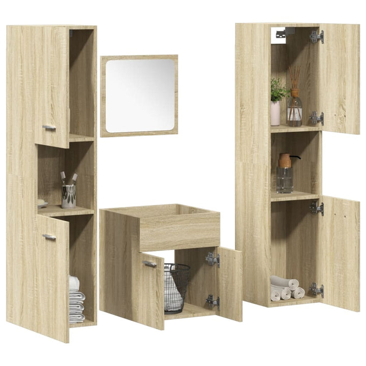 Set Mobilier De Baie, 4 Piese, , Lemn Compozit