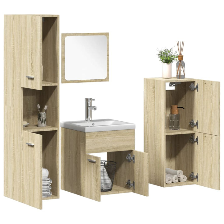 Set Mobilier De Baie, 5 Piese, , Lemn Prelucrat