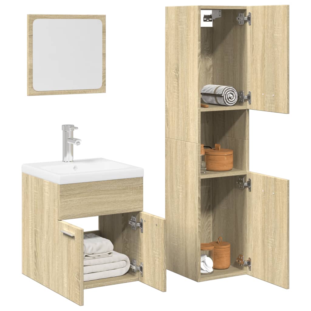 Set Mobilier De Baie, 4 Piese, , Lemn Compozit