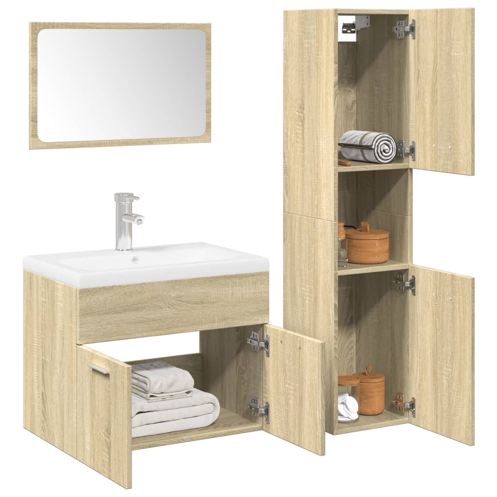 Set Mobilier De Baie, 4 Piese, , Lemn Compozit