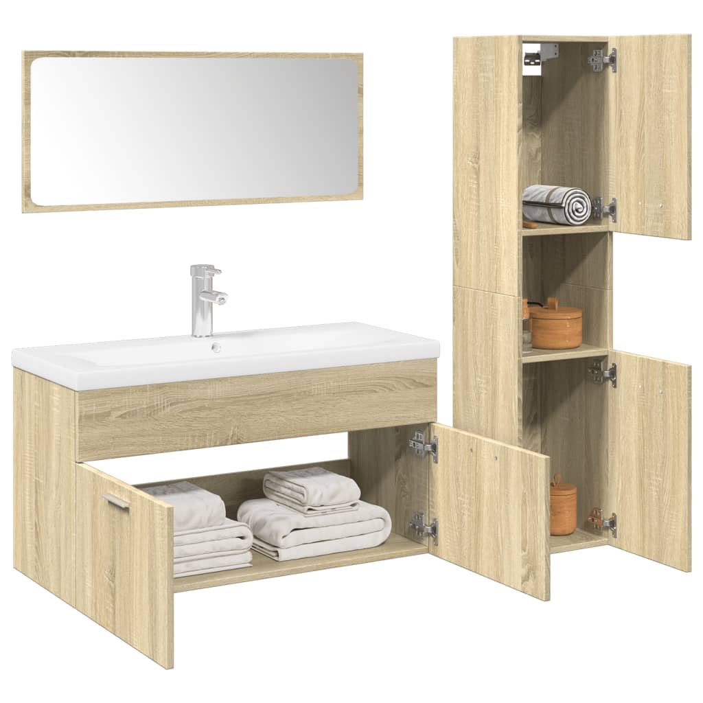 Set Mobilier De Baie, 4 Piese, , Lemn Compozit