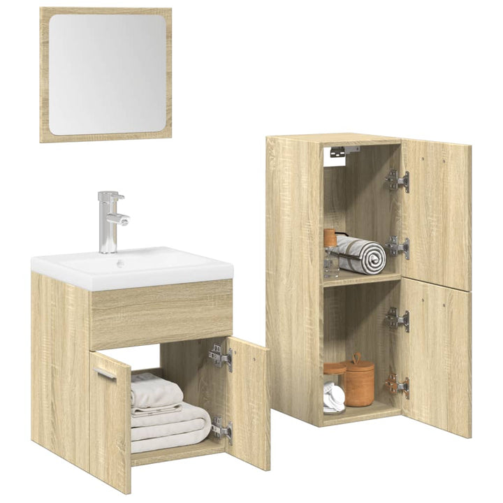 Set Mobilier De Baie, 4 Piese, , Lemn Compozit
