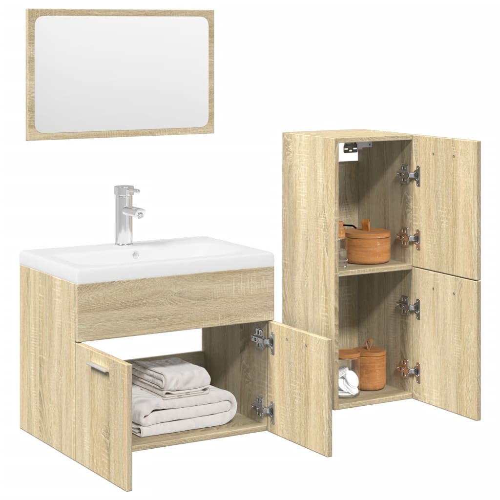 Set Mobilier De Baie, 4 Piese, , Lemn Compozit