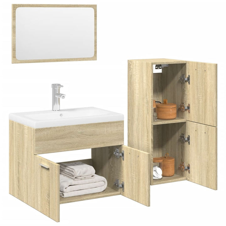 Set Mobilier De Baie, 4 Piese, , Lemn Compozit
