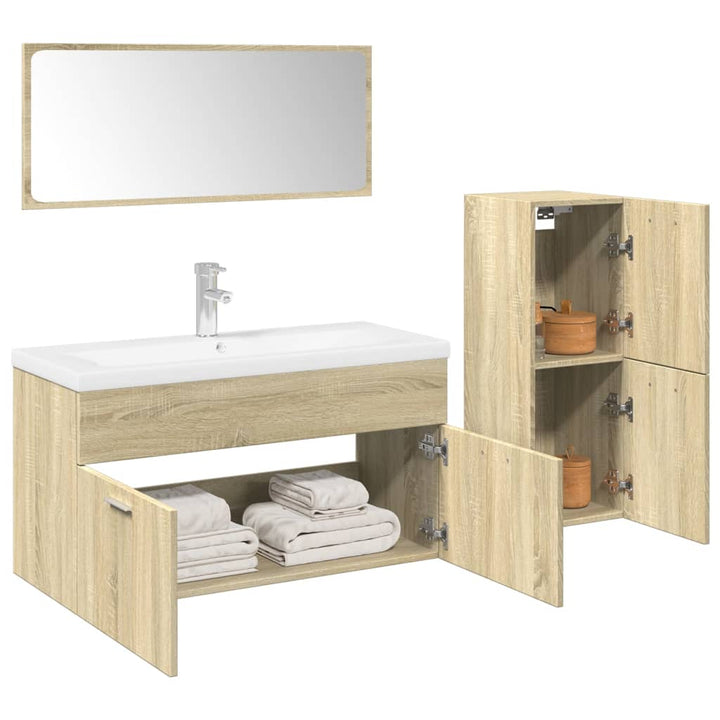Set Mobilier De Baie, 4 Piese, , Lemn Compozit
