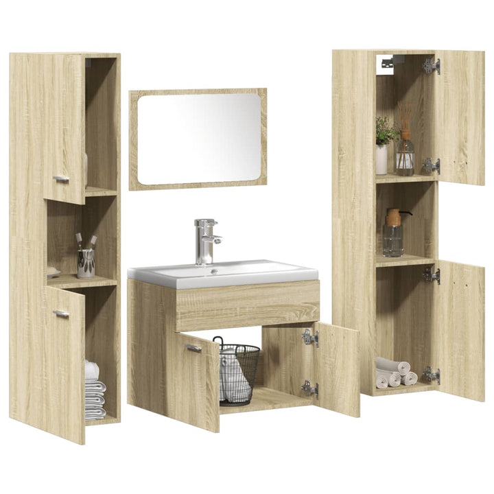 Set Mobilier De Baie, 5 Piese, , Lemn Prelucrat