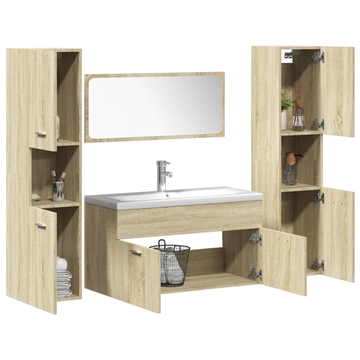 Set Mobilier De Baie, 5 Piese, , Lemn Prelucrat