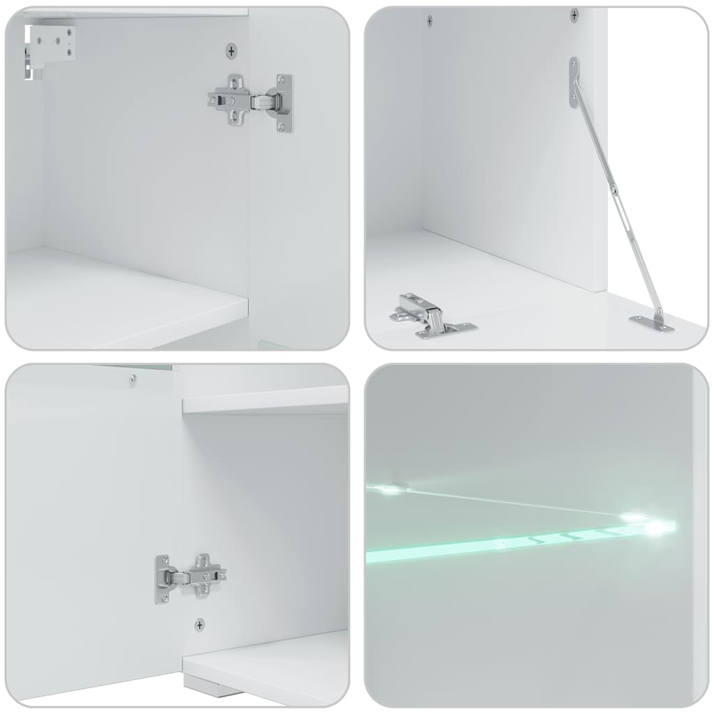 Unități Tv De 5 Piese Cu Iluminare Led Lemn Prelucrat Negru Mat