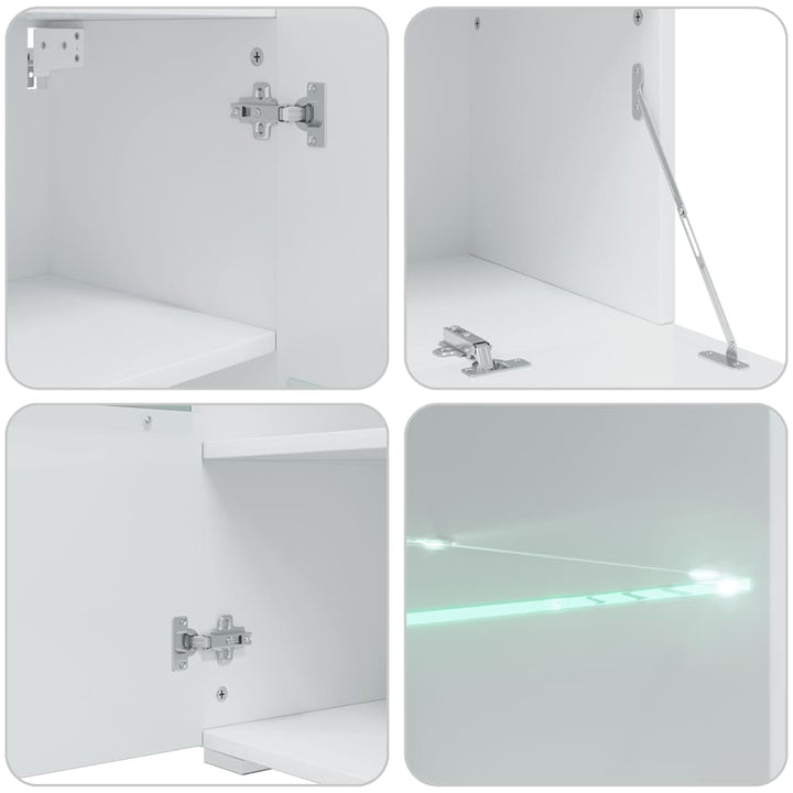 Unități Tv De 5 Piese Cu Iluminare Led Lemn Prelucrat Negru Mat