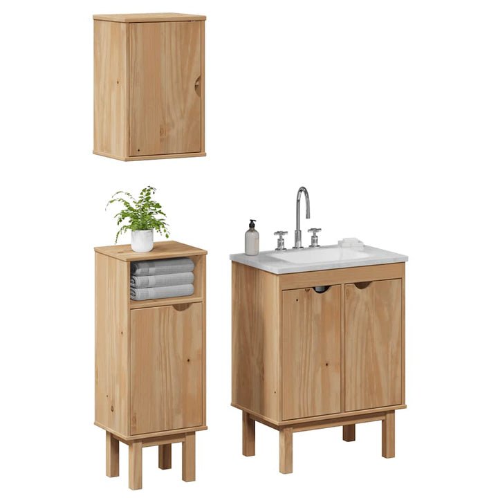 Set Mobilier De Baie „Otta”, 4 Piese, Lemn Masiv De Pin