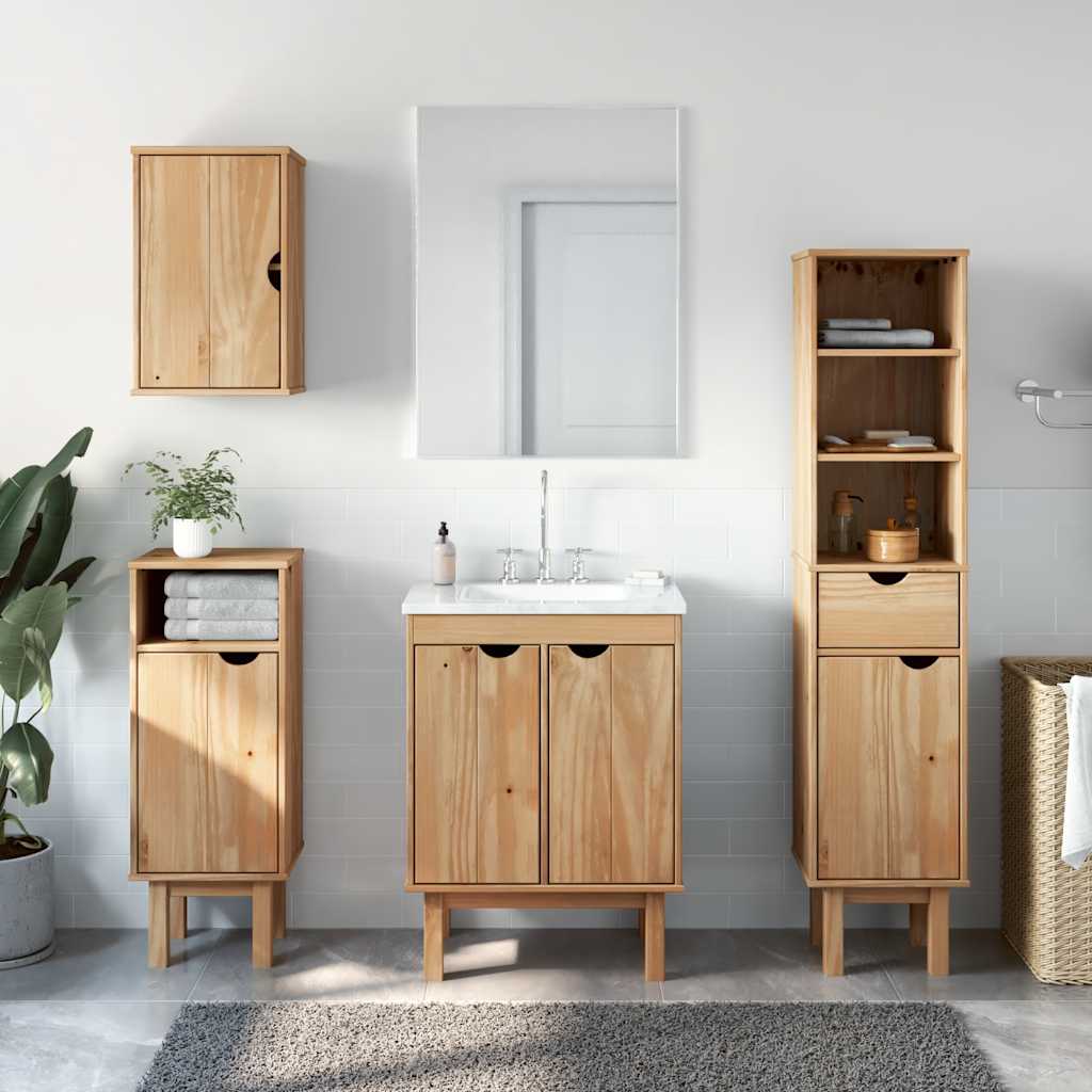 Set Mobilier De Baie „Otta”, 4 Piese, Lemn Masiv De Pin