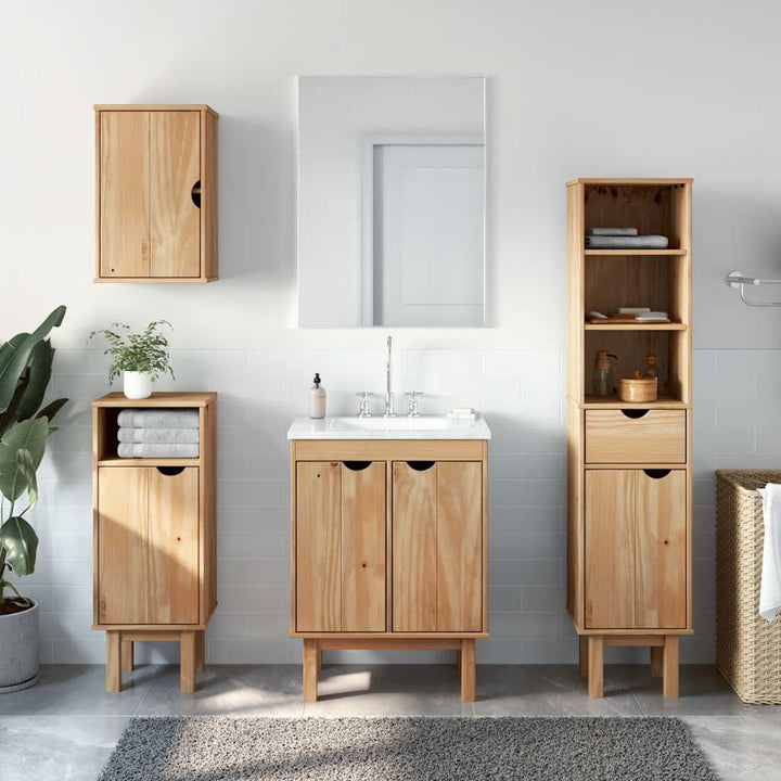 Set Mobilier De Baie „Otta”, 4 Piese, Lemn Masiv De Pin