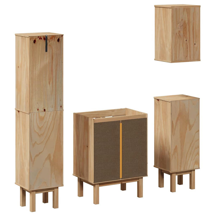 Set Mobilier De Baie „Otta”, 4 Piese, Lemn Masiv De Pin