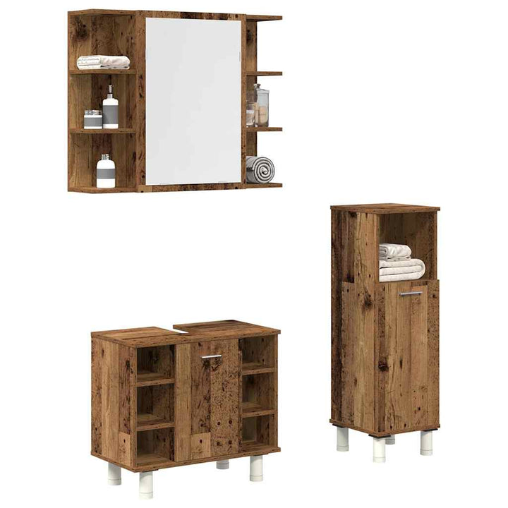 Set Mobilier De Baie, 3 Piese, , Lemn Prelucrat