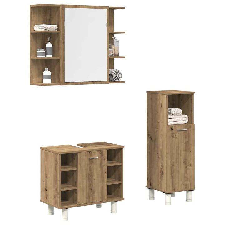 Set Mobilier De Baie, 3 Piese, , Lemn Prelucrat