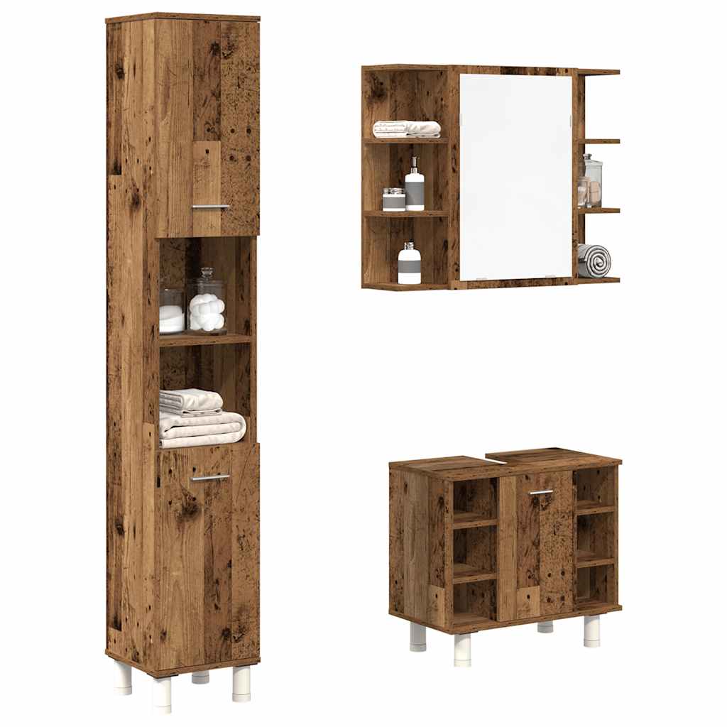 Set Dulapuri De Baie, 3 Piese, , Lemn Prelucrat