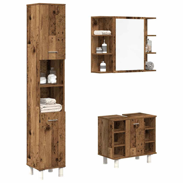 Set Dulapuri De Baie, 3 Piese, , Lemn Prelucrat