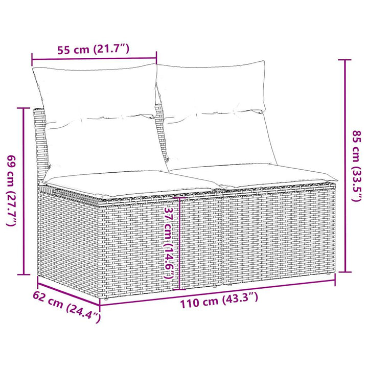 Set Mobilier De Grădină Cu Perne, 2 Piese Poliratan/Lemn Acacia
