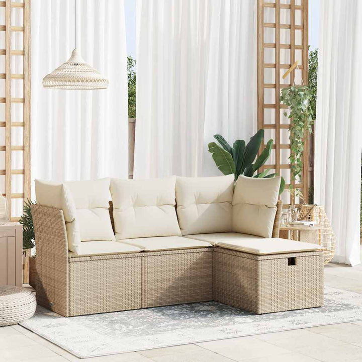 Set Mobilier De Grădină Cu Perne, 4 Piese, Negru, Poliratan