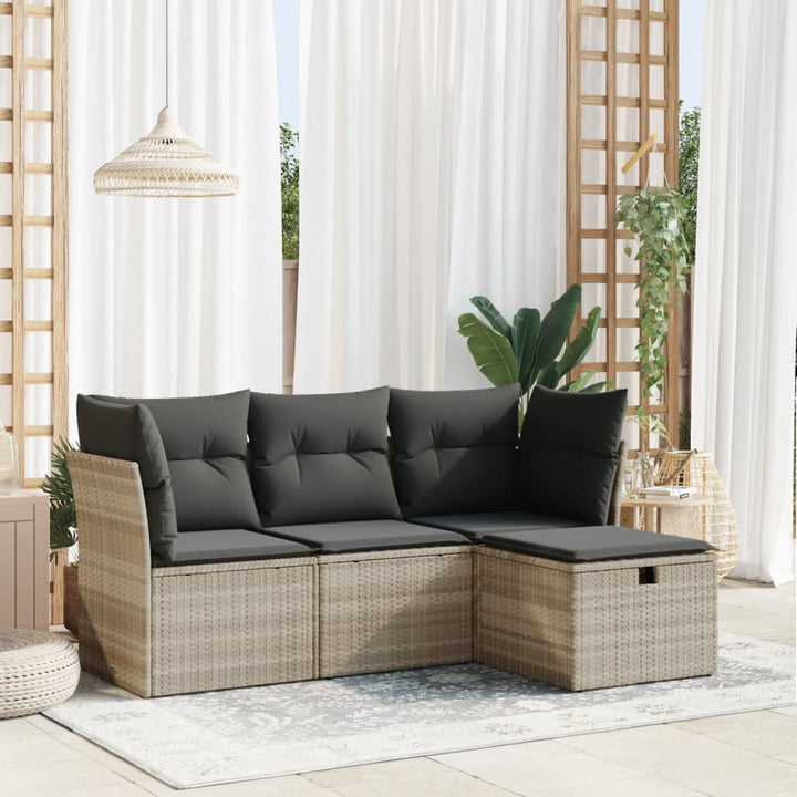 Set Mobilier De Grădină Cu Perne, 4 Piese, Negru, Poliratan