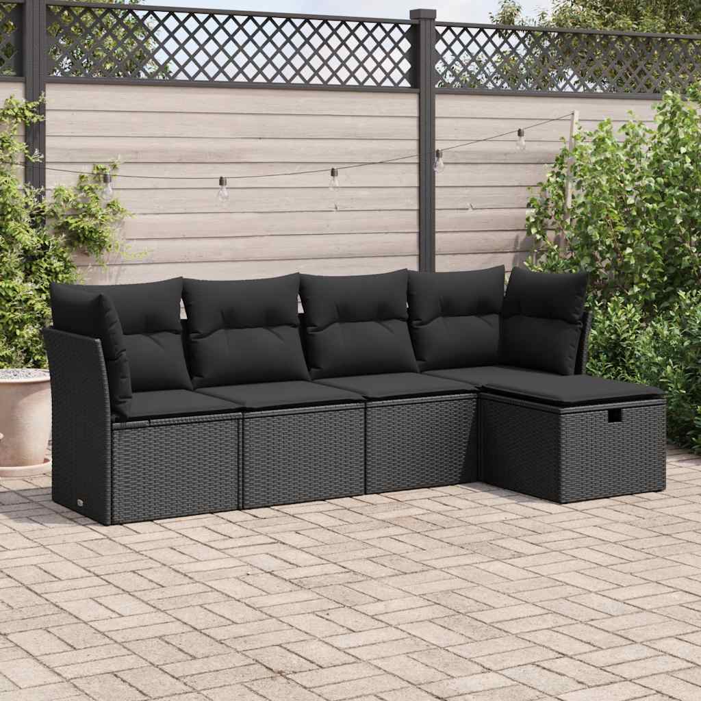 Set Mobilier De Grădină Cu Perne, 5 Piese, , Poliratan