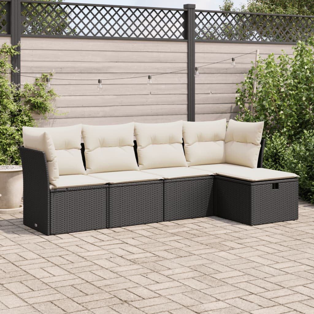 Set Mobilier De Grădină Cu Perne, 5 Piese, , Poliratan