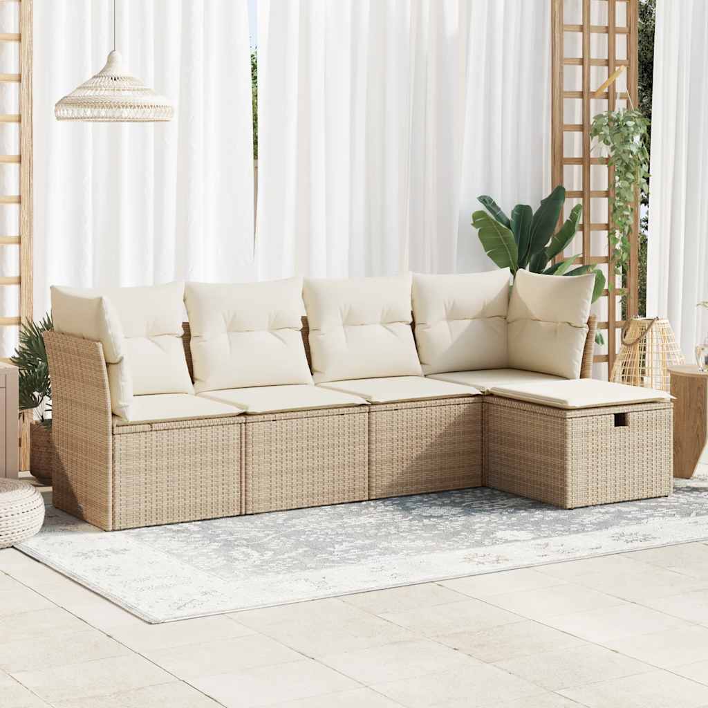 Set Mobilier De Grădină Cu Perne, 5 Piese, , Poliratan
