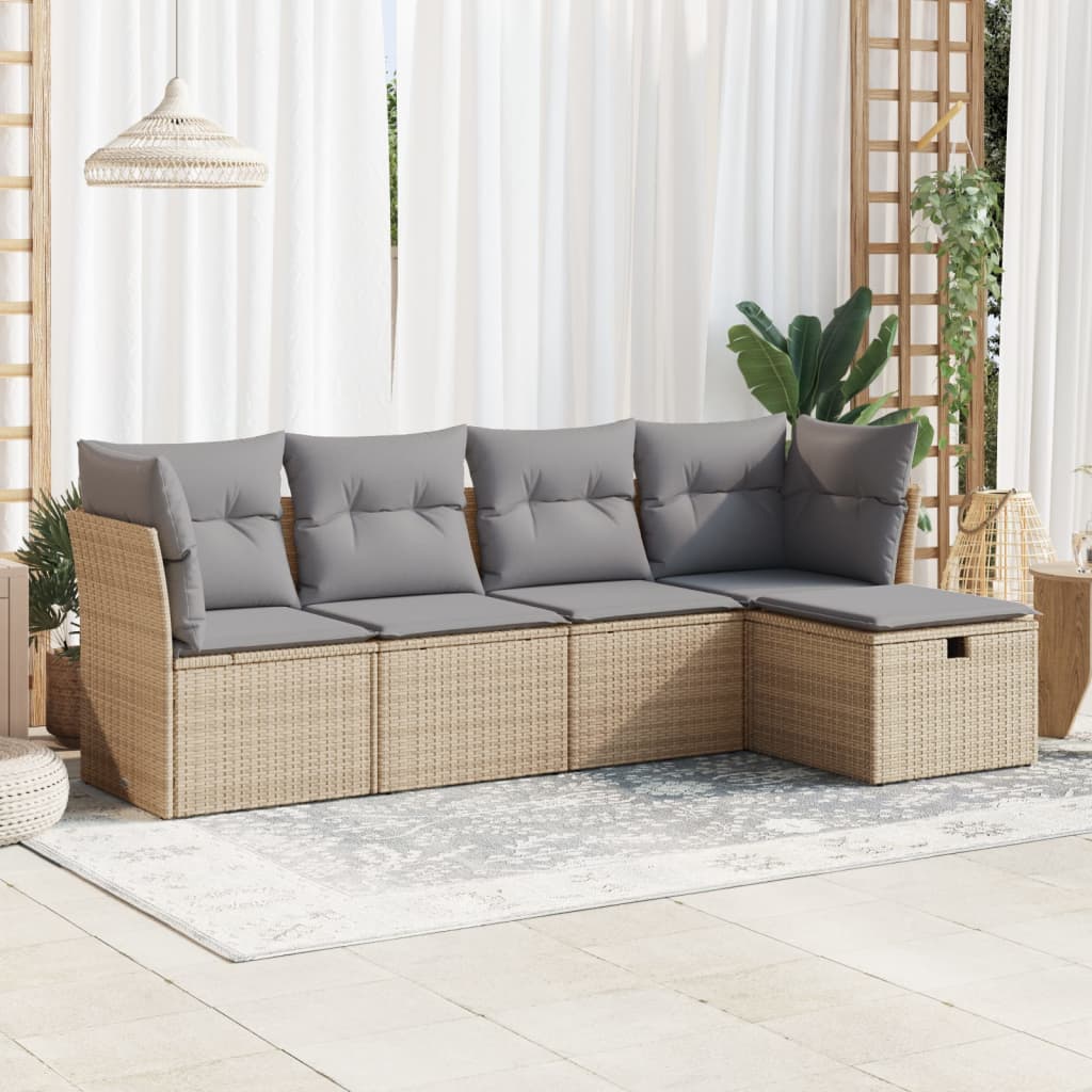 Set Mobilier De Grădină Cu Perne, 5 Piese, , Poliratan